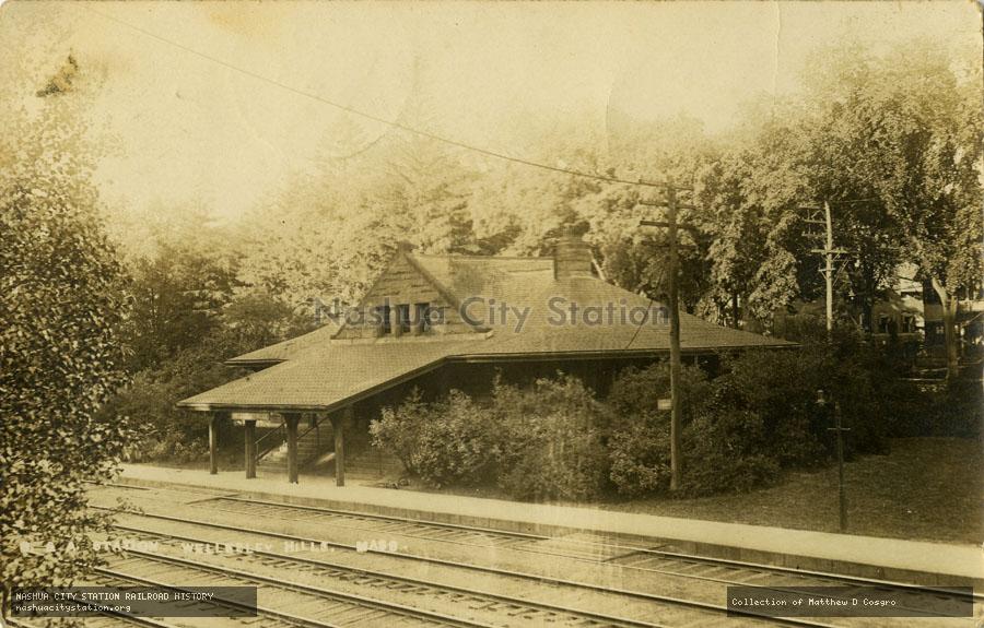 Postcard: Boston & Albany Station, Wellesley Hills, Massachusetts